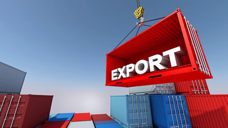 Conteneur d'export soulevé par une grue portuaire